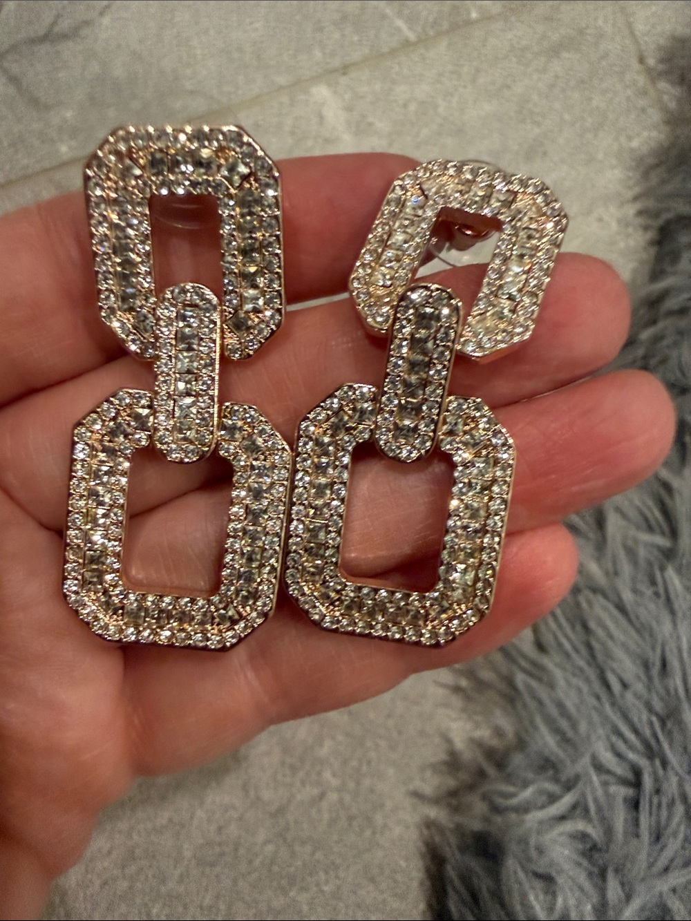 Park Lane Sparkling Clear Crystal Double-Link Drop Earrings - Gold